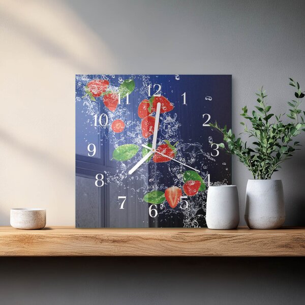 Skleněné hodiny Jahody zskb-30x30-00092632