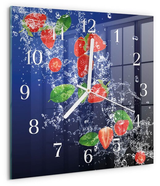 Skleněné hodiny Jahody zskb-30x30-00092632