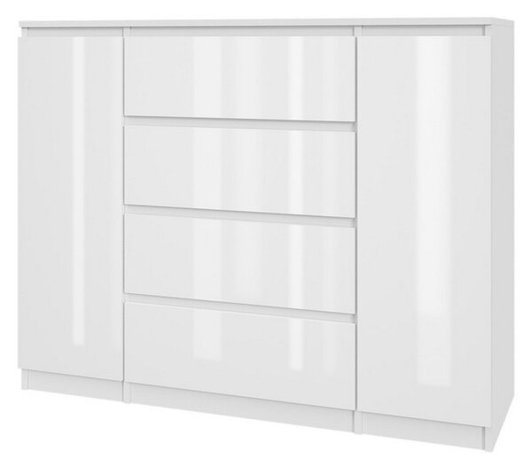 Komoda 2D4S - bílý lesk