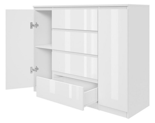 Komoda 2D4S - bílý lesk