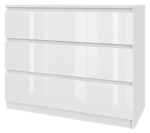Komoda 90/3 - bílý lesk