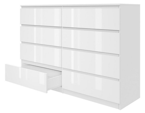 Komoda 140/8 - bílý lesk