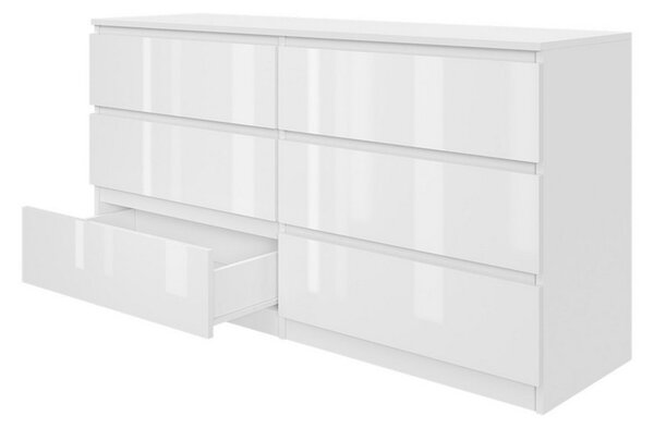 Komoda 140/6 - bílý lesk