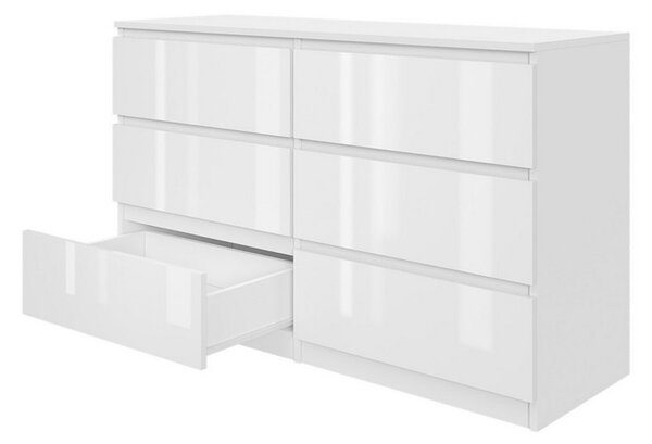 Komoda 120/6 - bílý lesk