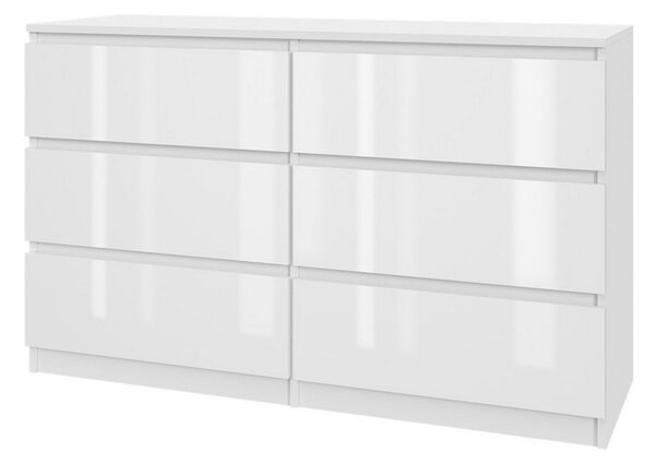 Komoda 120/6 - bílý lesk