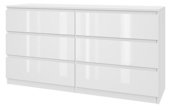 Komoda 140/6 - bílý lesk