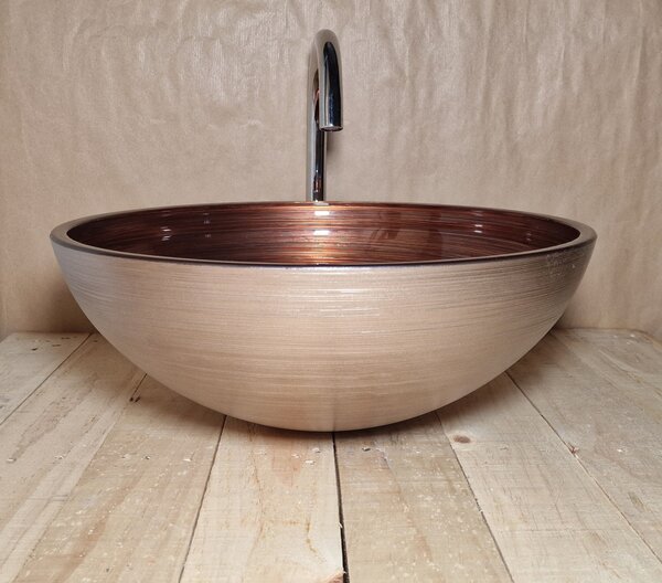Light for home - Skleněné designové umyvadlo U040, Měď,stříbrna