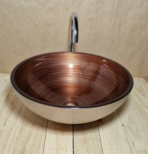 Light for home - Skleněné designové umyvadlo U040, Měď,stříbrna