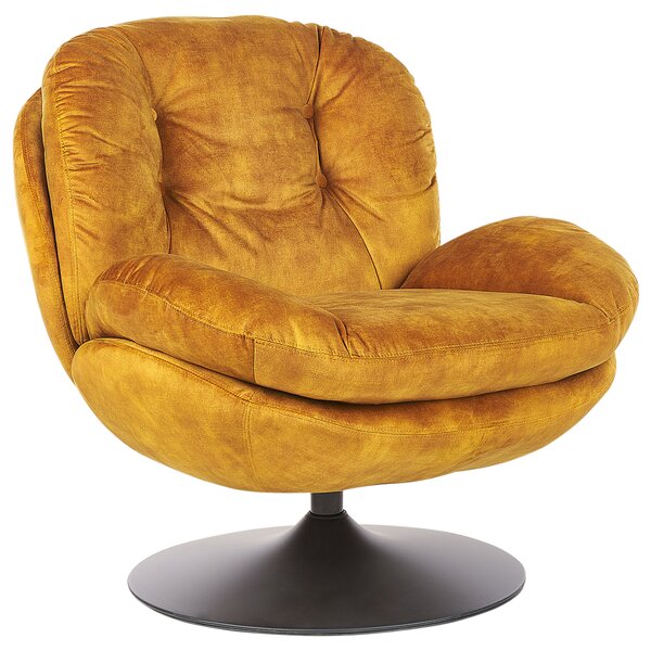 Otočné křeslo NOLVIK Umělý samet Hořčicová