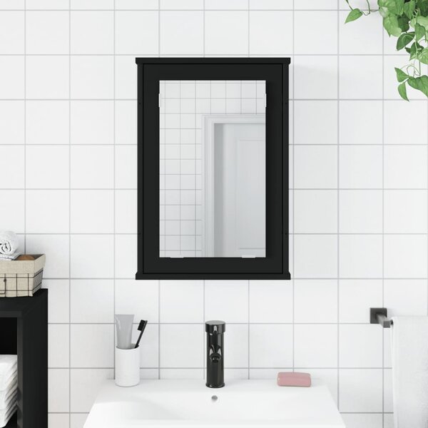 Koupelnová skříňka se zrcadlem černá 42 x 12 x 60 cm kompozit