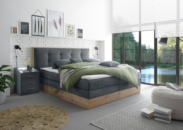 POSTEL BOXSPRING, 180/200 cm, antracitová Livetastic - Postele s úložným prostorem, Online Only