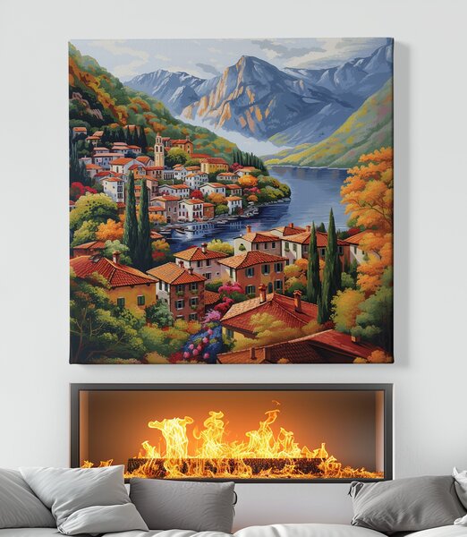 Obraz na plátně - Vesnička u Lago di Iro FeelHappy.cz Velikost obrazu (šířka x výška): 40 x 40 cm