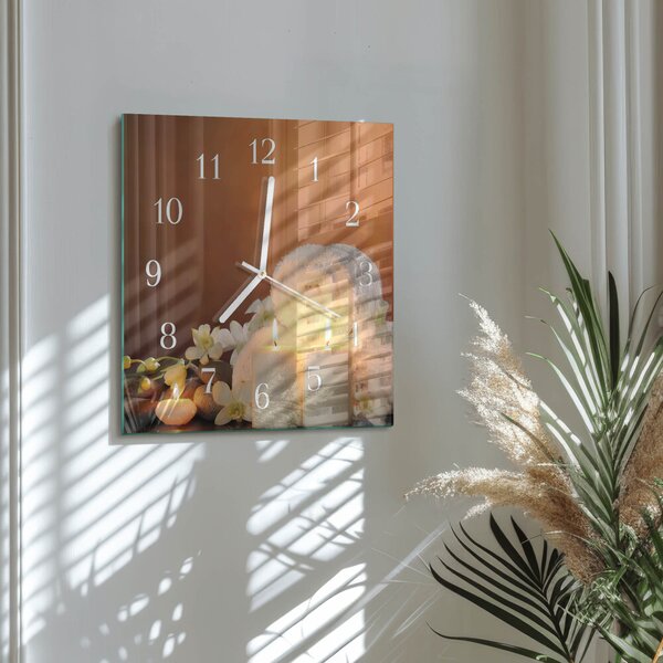 Skleněné hodiny Lázeňské svíčky zskb-30x30-00082997