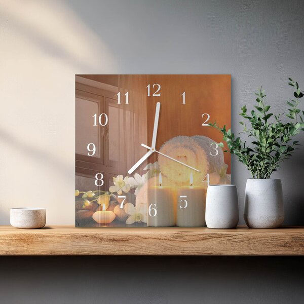 Skleněné hodiny Lázeňské svíčky zskb-30x30-00082997
