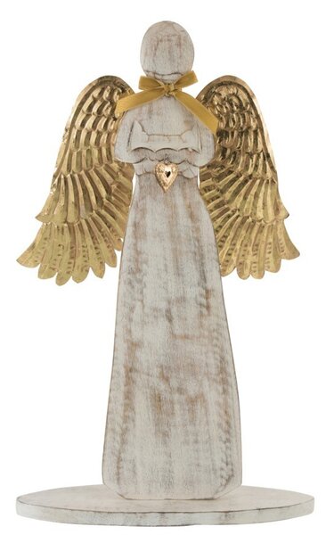 Dřevěný anděl se zlatými křídly - 31*2*54cm