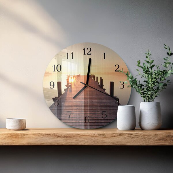 Skleněné nástěnné hodiny Most přes jezero zsoc-fi30-00176490