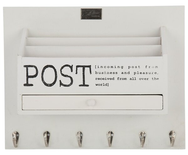 Bílý box na poštu na zeď s nápisem Post - 38*30*11 cm