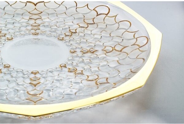 KŘISTÁLOVÝ PODNOS BOHEMIA PRESTIGE ARABESQUE GOLD 300MM