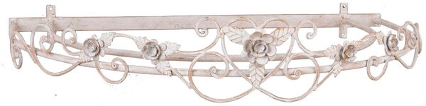Béžový antik kovový baldachýn s kytičkami s patinou - 66*47*12 cm
