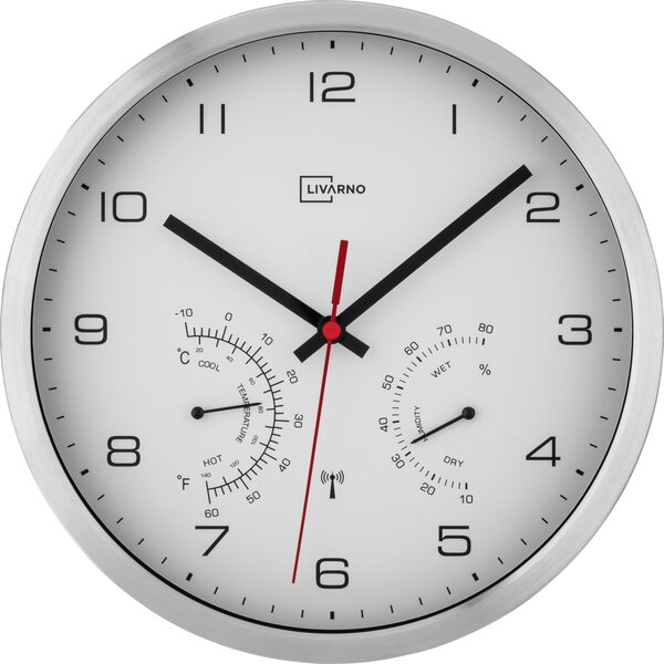 Livarno® Nástěnné hodiny s ukazatelem teploty a vlhkosti vzduchu (bílá) (100411867001)