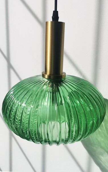 Toolight Skleněná závěsná stropní lampa zelená APP465-1CP