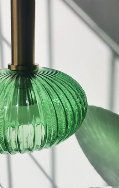 Toolight Skleněná závěsná stropní lampa zelená APP465-1CP