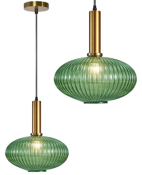 Toolight Skleněná závěsná stropní lampa zelená APP465-1CP