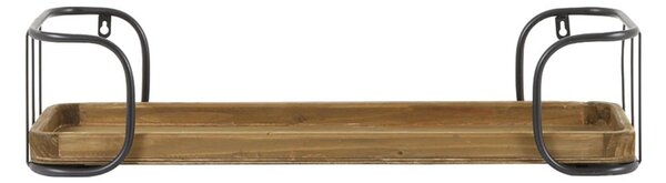 Nástěnná dřevěná police s kovovými okraji Zyra 1 - 70*22*15 cm