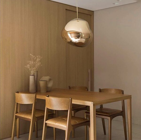 Toolight Skleněná závěsná stropní lampa zlatá APP331-1CP