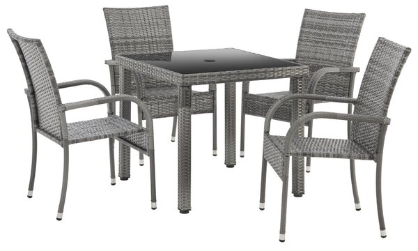 5dílný zahradní jídelní ratanový set BestBerg Capri BBRF-17785G / šedá