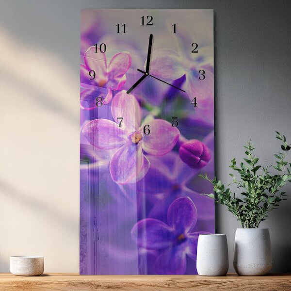 Skleněné hodiny vertikální Květiny zsppc-30x60-00173748