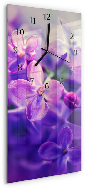 Skleněné hodiny vertikální Květiny zsppc-30x60-00173748