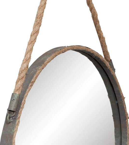 Kulaté kovové zrcadlo s provazem - Ø 47*3cm - Clayre & Eef