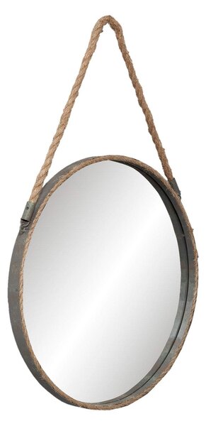 Kulaté kovové zrcadlo s provazem - Ø 47*3cm - Clayre & Eef