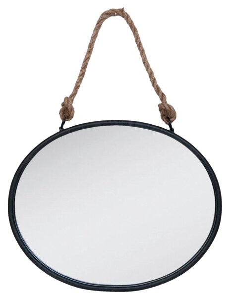 Oválné kovové zrcadlo s provazem - 50*4*40 cm