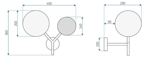 Toolight - nástěnná skleněná lampa E27 60W APP1012-2W, zlatá, OSW-09481