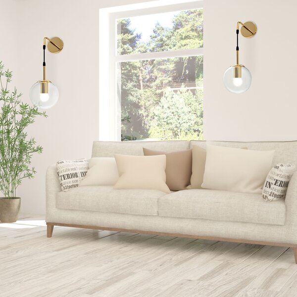 Toolight - nástěnná skleněná lampa E27 60W APP685-1W, zlatá, OSW-00095