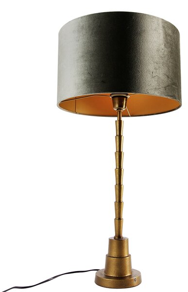 Stolní lampa bronzová se sametovým stínidlem zelená 35cm - Pisos