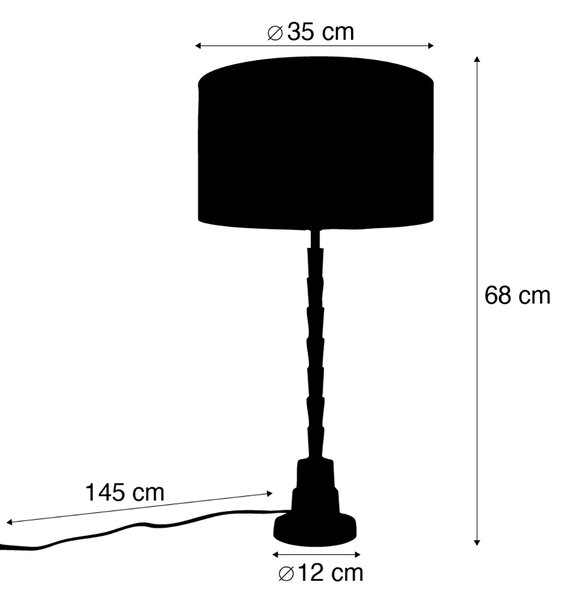 Stolní lampa bronzová se sametovým stínidlem zelená 35cm - Pisos