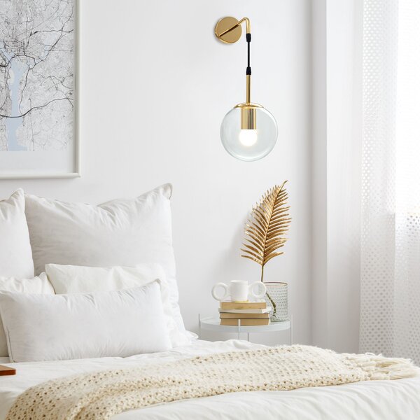 Toolight - nástěnná skleněná lampa E27 60W APP685-1W, zlatá, OSW-00095