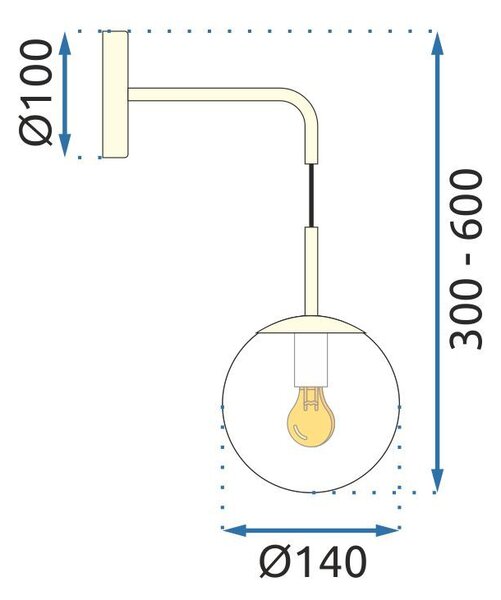 Toolight - nástěnná skleněná lampa E27 60W APP685-1W, zlatá, OSW-00095