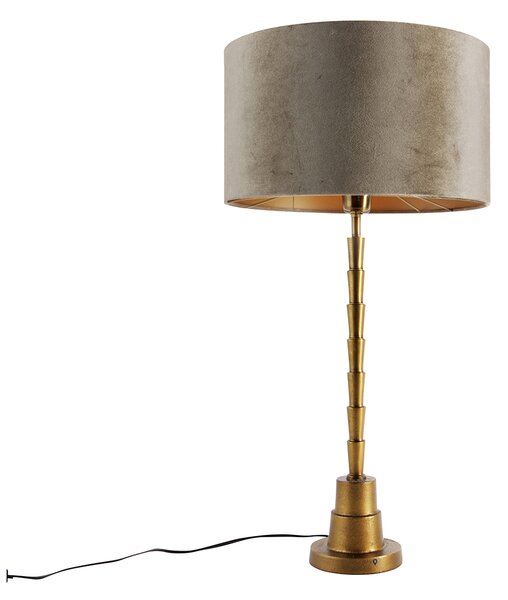 Stolní lampa bronzová se sametovým stínidlem zelená 35cm - Pisos