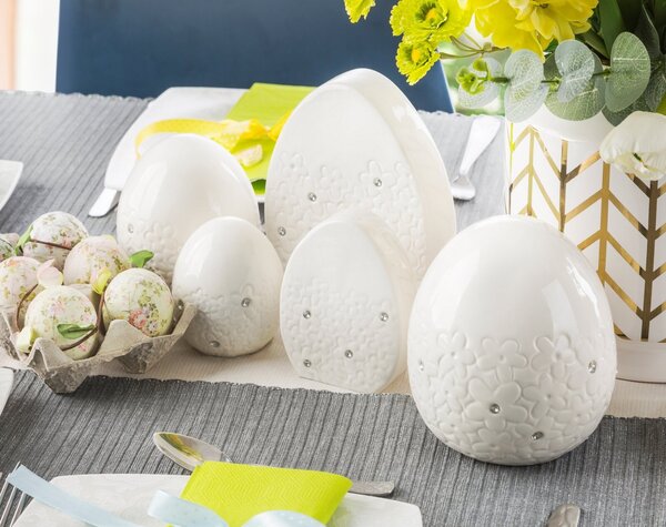 VELIKONOČNÍ SOŠKA EGG SADA 2 KS 11X15 CM BÍLÁ