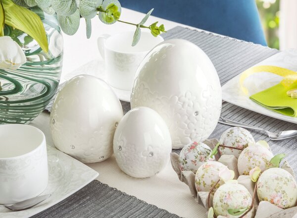 VELIKONOČNÍ SOŠKA EGG SADA 2 KS 11X15 CM BÍLÁ
