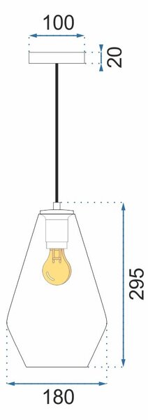 Toolight - skleněná závěsná svítilna E27 60W APP438-1CP, OSW-00568