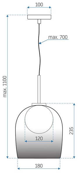 Toolight - stropní skleněná lampa G9 25W APP1026-1CP, černá, OSW-09484