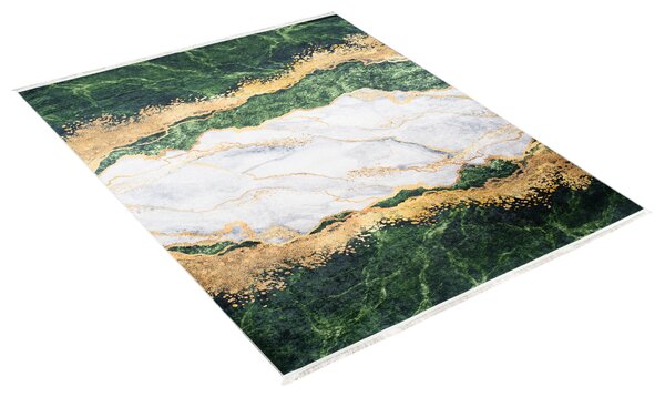 Makro Abra Kusový koberec pratelný TOSCANA 21151 Abstraktní Mramor pogumovaný zelený krémový Rozměr: 80x150 cm
