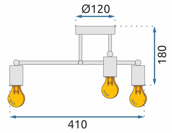 Toolight - Stropní lampa 4-bodová s černými rameny 392200, černá, OSW-07623