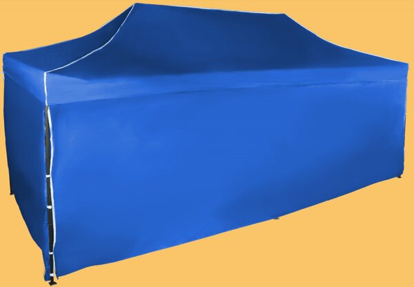 Nůžkový stan 3x6m ocelový, Modrá, 4 boční plachty