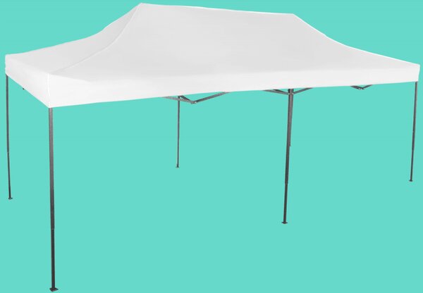 Nůžkový stan 3x6m ocelový, Bílá, Bez bočních plachet